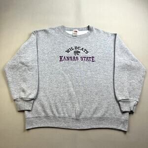 Vintage Kansas State University Sweatshirt Adult Medium Gray KSU Wildcat College